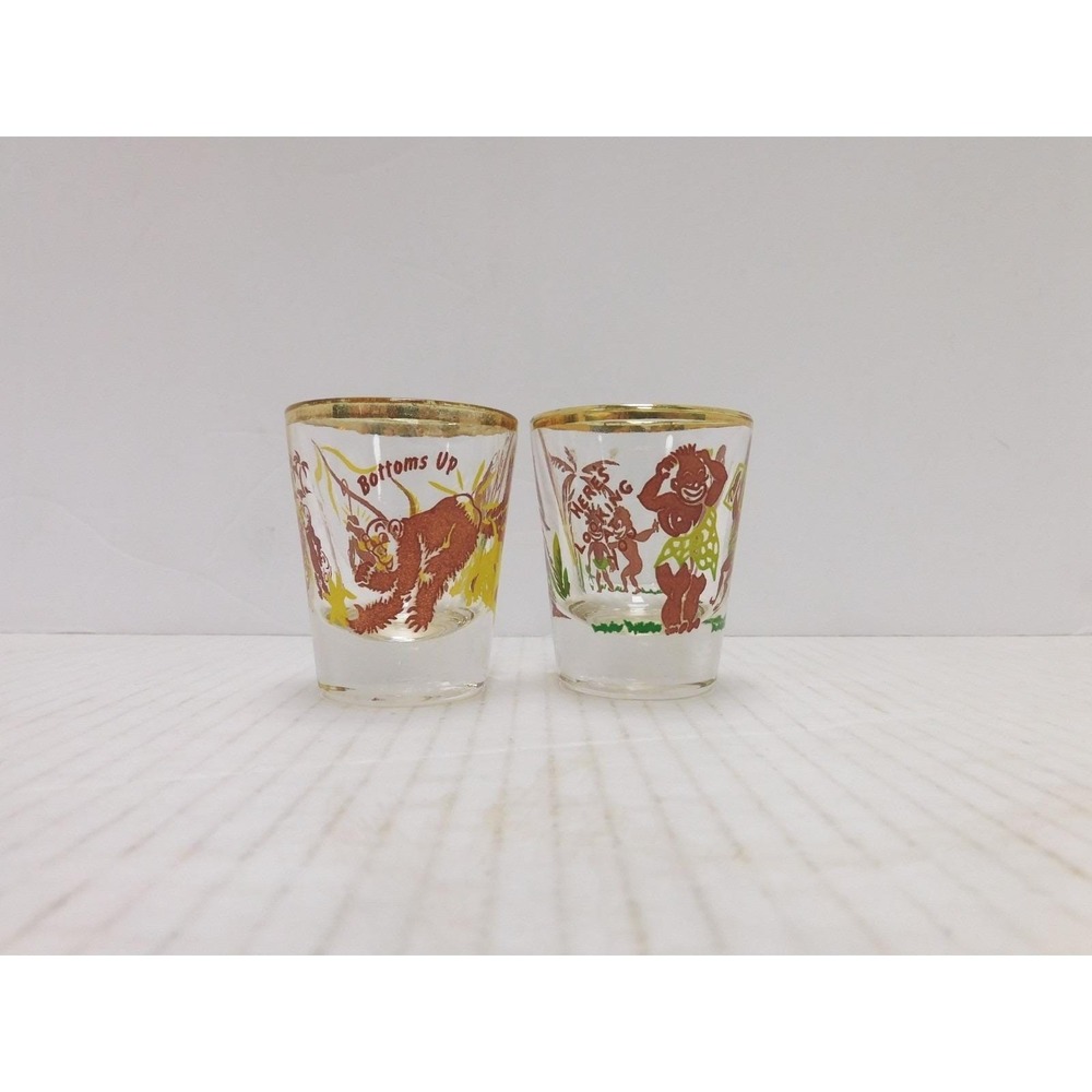 Set of 2 VTG Federal Glass Shot Glasses Circa 1950 MM14